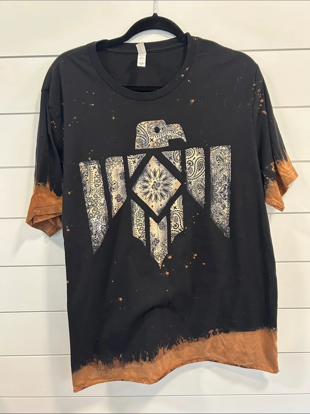 Bella Canvas Black and Brown Bleach-Effect Men’s Graphic Tee